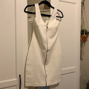 White Jean Bodycon with Adjustable Zipper NWOT